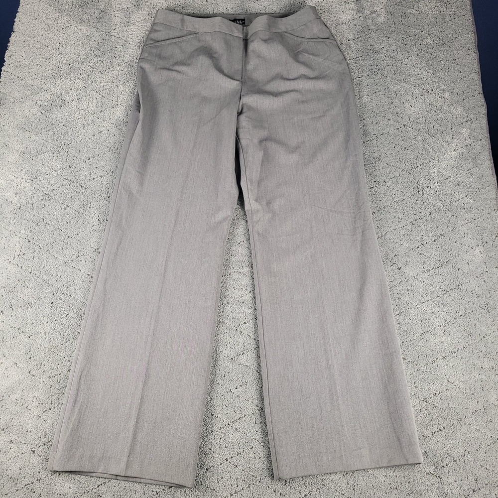 Nicole Miller Pants Womens 14 Gray Wide Leg High Rise Relaxed Slacks Career